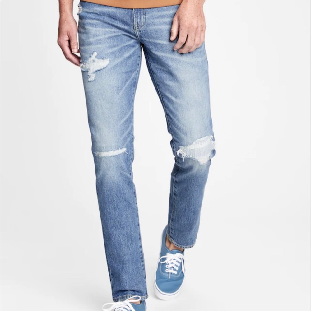 Destructed Slim Jeans with GapFlex